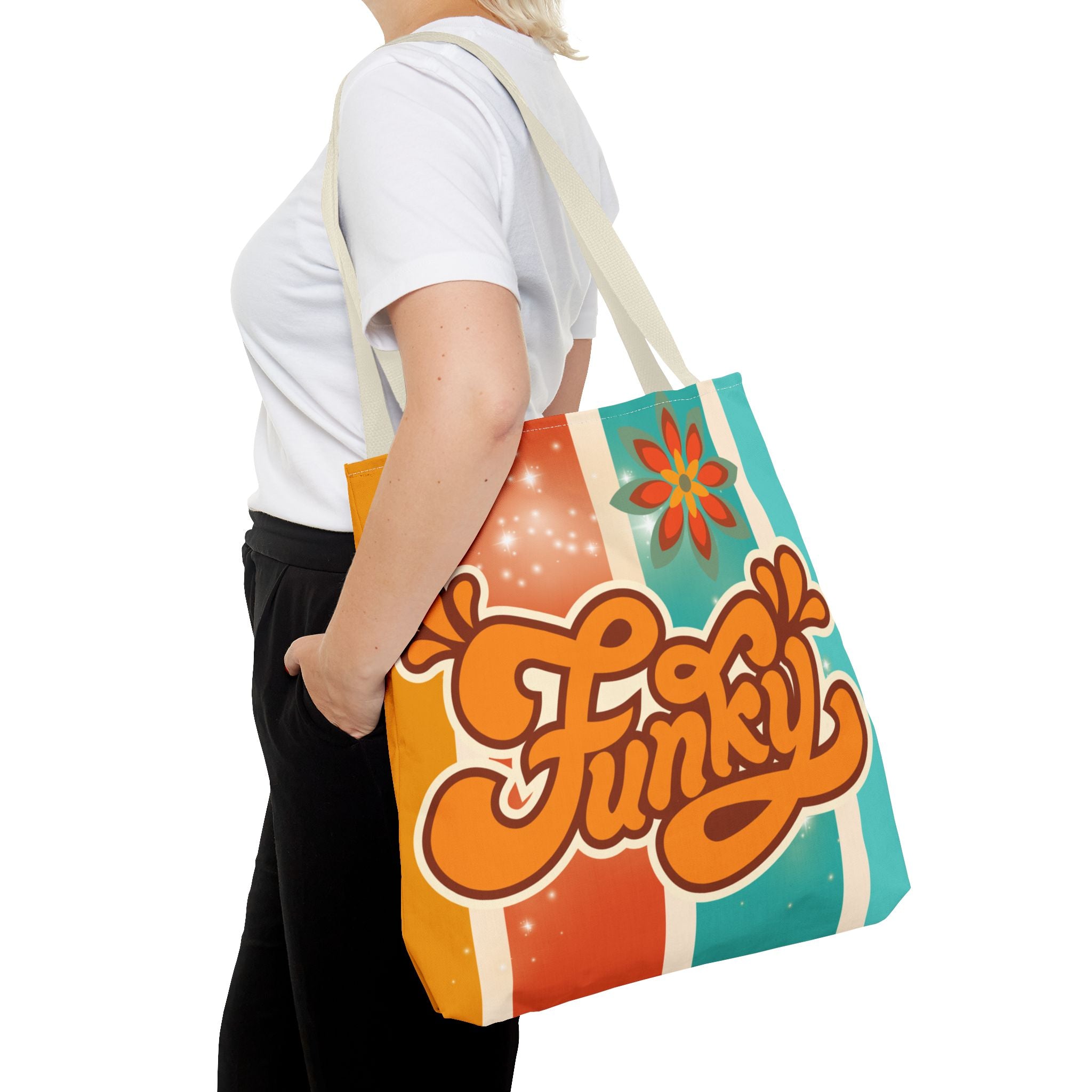 ✌️🌸 Funky 70s Peace & Floral Tote Bag 🌈👜
