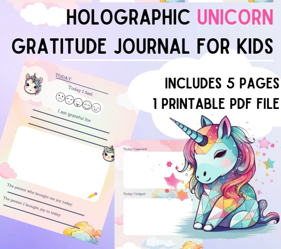 💿✨ Y2K Holographic Unicorn Gratitude Journal